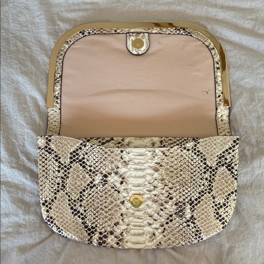 Banana Republic Snake Print Clutch with Gold Tone Frame - Picture 5 of 13